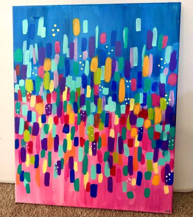 City Lights in Bloom| Original by Shaneah R Original Colorful Abstract acrylic painting with vibrant vertical strokes