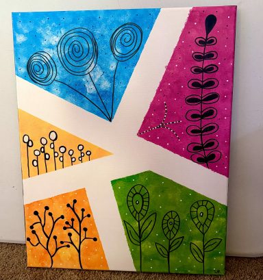 Nature's Mosaic| Original by Shaneah R Original Colorful abstract Botanical acrylic painting