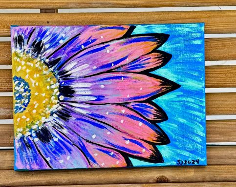 Original Hand-Painted Abstract Flower acrylic artwork