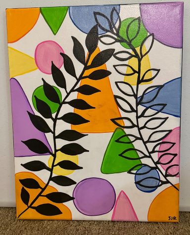 Pastel Botanical| Original by Shaneah R Original abstract Botanical acrylic painting with leaves and stems