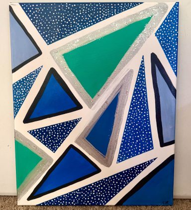 Ocean Fractals| Original by Shaneah R Original Blue and Green geometric abstract acrylic painting