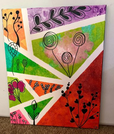 Blooming Pathways| Original By Shaneah R Original colorful abstract Botanical acrylic painting