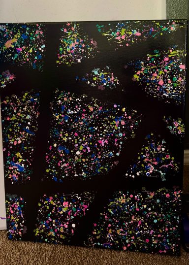 Midnight Constellations| Original by Shaneah R Original abstract Galaxy acrylic painting with colorful paint splatters